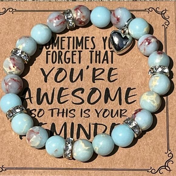Stone Bracelet New You are Awesome Positive Affirmation Stretches Gift Present - Picture 1 of 3